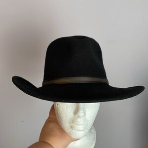 Black Creek Black Wool Crushable Water Repellent Felt Cowboy Hat size S